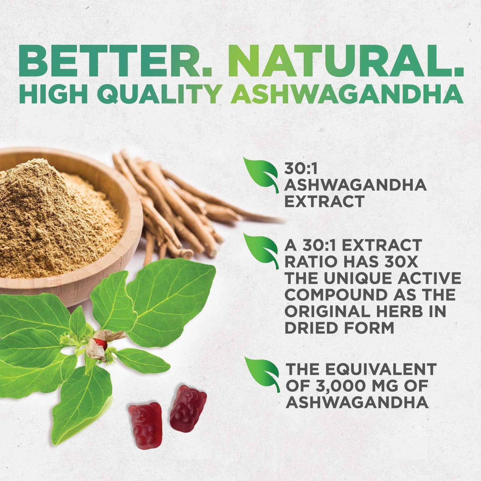 Ashwagandha Gummies 30:1 Extract from 3000Mg - Vegan, Plant Based, Non-Gmo, Gluten-Free & Gelatin Free, Ashwagandha Supplement for Women & Men, Natural Calm, Relaxation, & Immune Support, 60 Gummies
